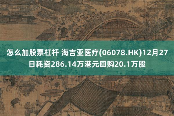 怎么加股票杠杆 海吉亚医疗(06078.HK)12月27日耗资286.14万港元回购20.1万股